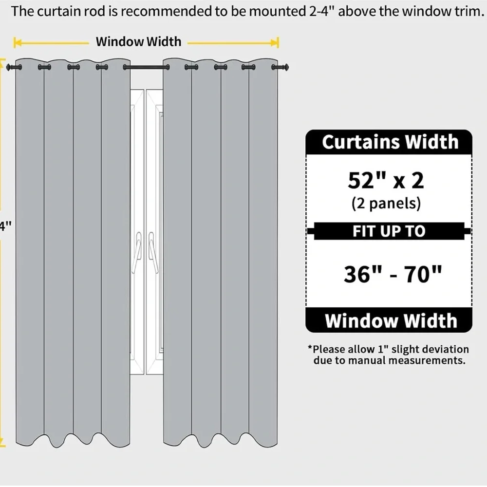 NWT Blackout Curtains Faux Linen 2 Panels 52”x84”